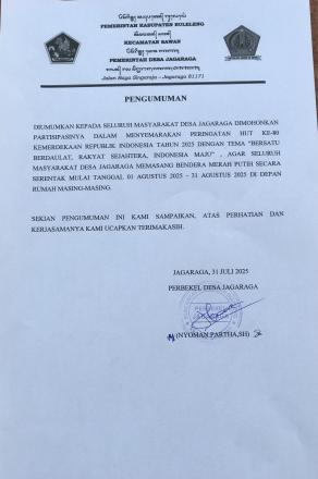 Partisipasi Masyarakat Desa Jagaraga dalam HUT RI ke-80 Tahun